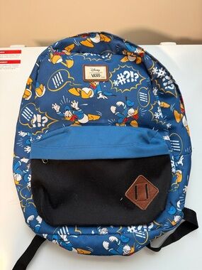 Vans Blue Donald Duck Graphic Backpack with Black Pocket